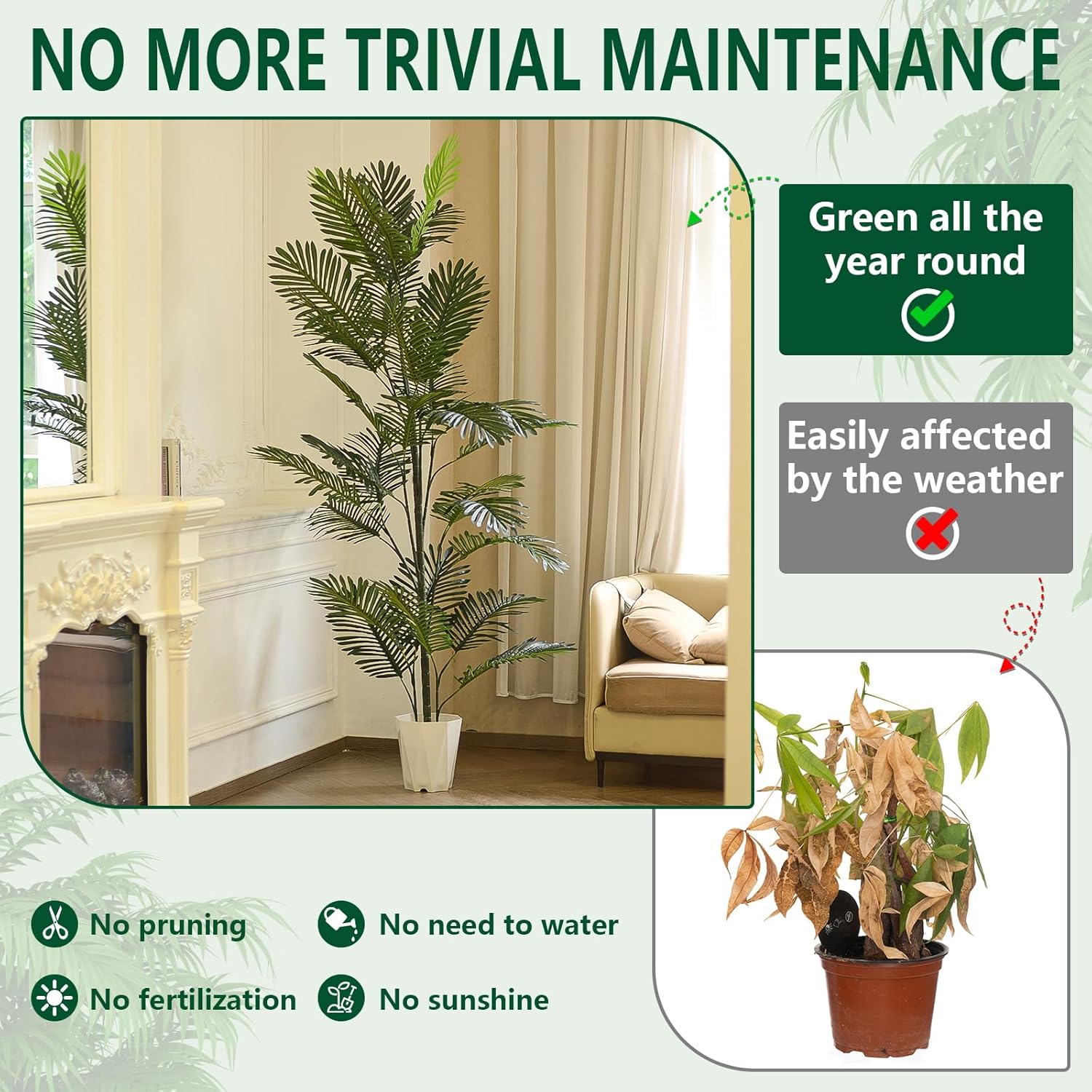 6ft Faux Palm Trees Set of 2 - Indoor Outdoor Artificial Tree