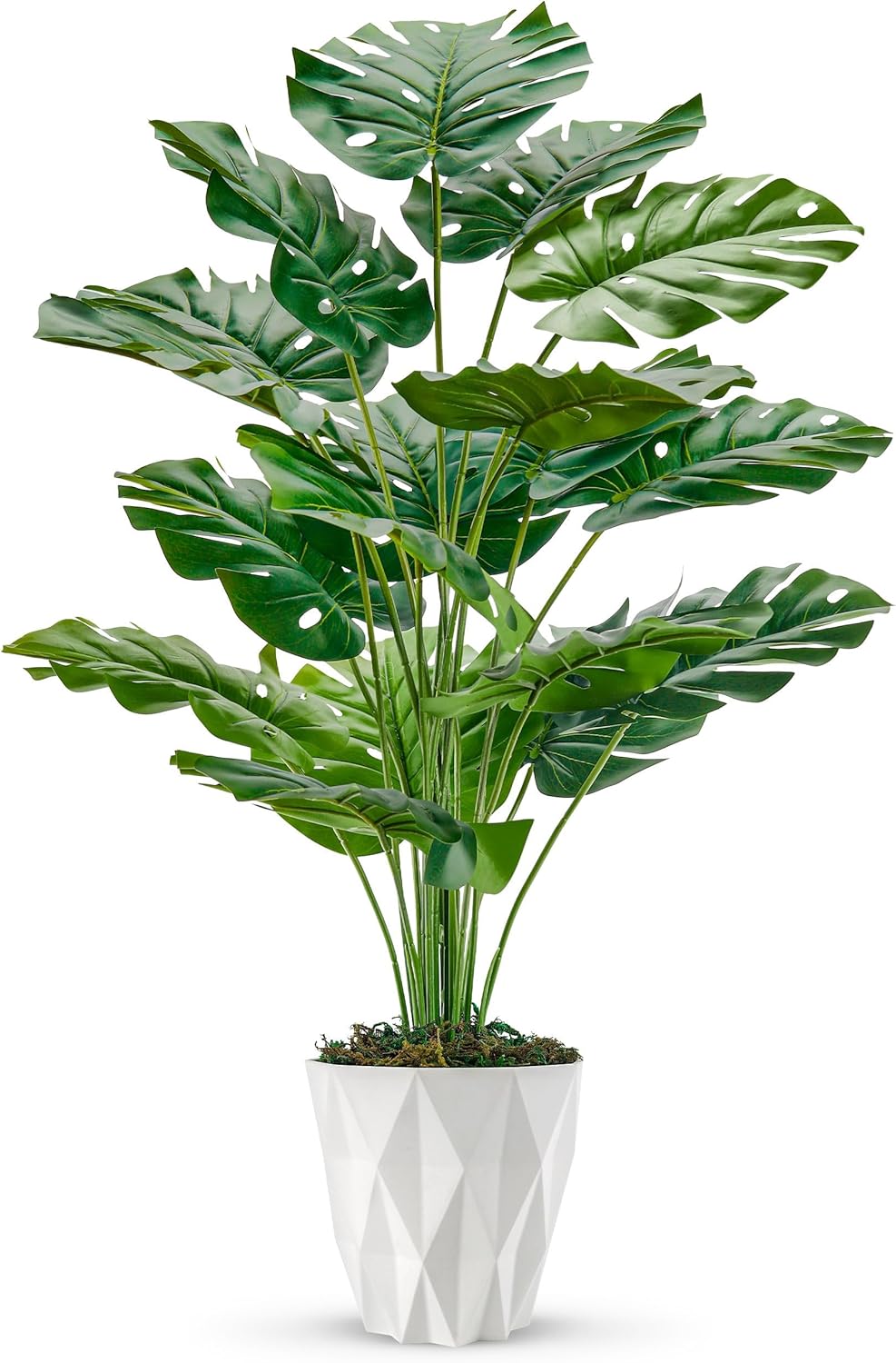 Der Rose 28 Inch Artificial Monstera Plant with White Pot