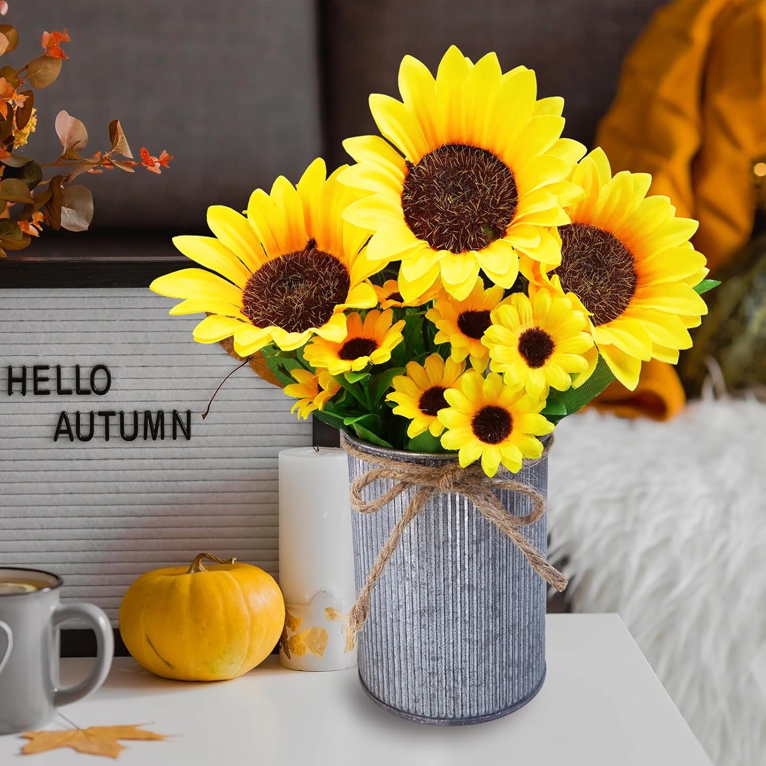 Winlyn 3 Piece Artificial Sunflower Farmhouse Decor Set