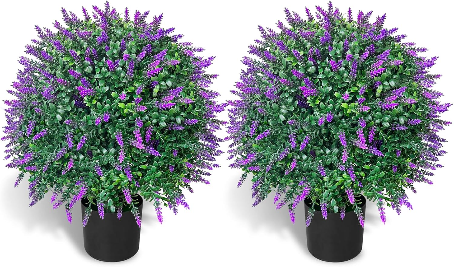 WAYNHUI Artificial Lavender Topiary Ball Trees Set of 2