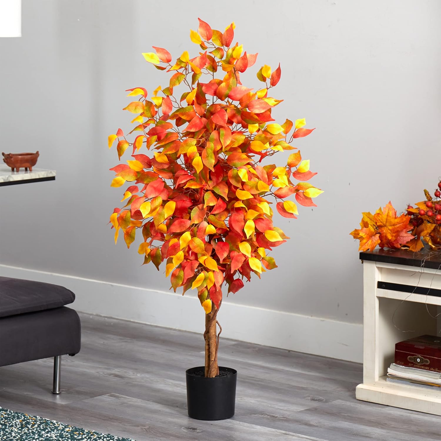 Nearly Natural 4ft Autumn Ficus Artificial Tree