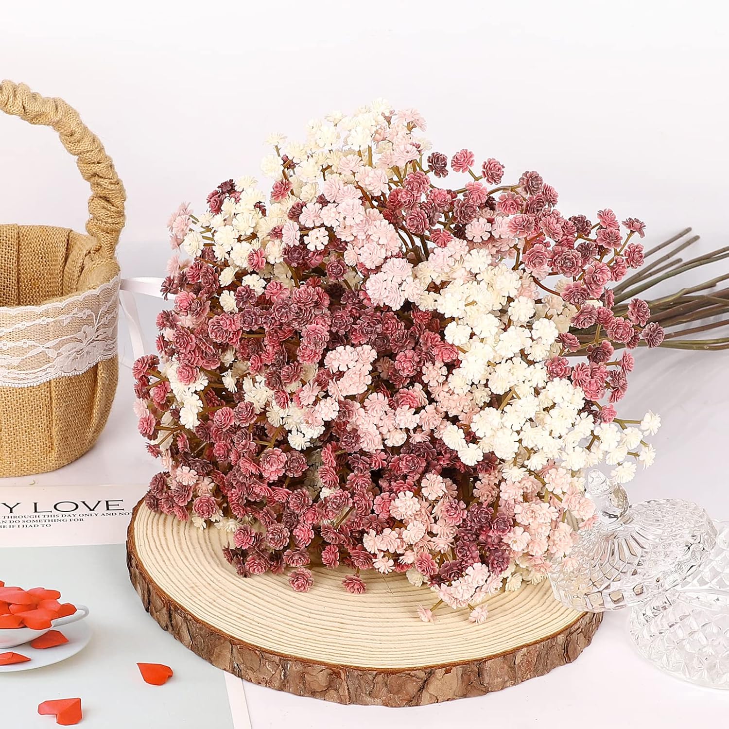 NT NIETING Artificial Baby Breath Flowers 10Pcs Pink Wedding Decoration