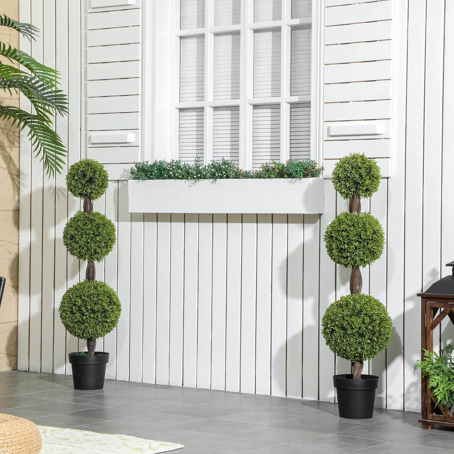 HOMCOM Artificial Topiary Plants Set of 2 Green Indoor Outdoor