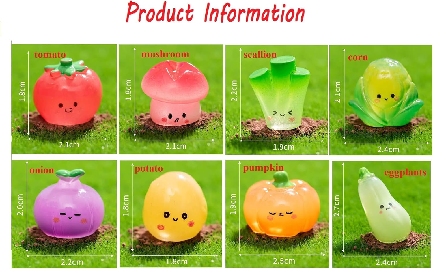 16 Pack Glow-in-the-Dark Resin Vegetables Home Decorations