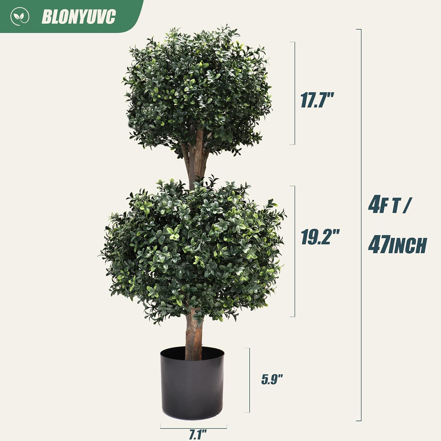 BLONYUVVC Kyesyes 4Ft Artificial Boxwood Topiary Trees 2 Pack