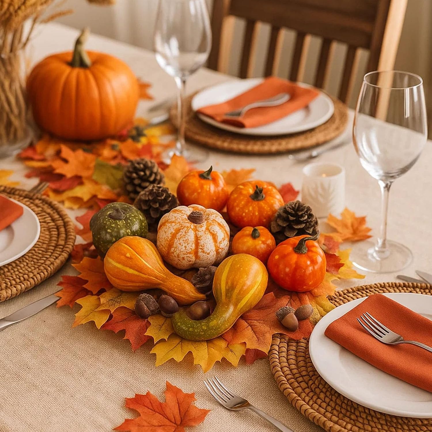 DomeStar 50PCS Artificial Pumpkins Gourds Fall Decor Set