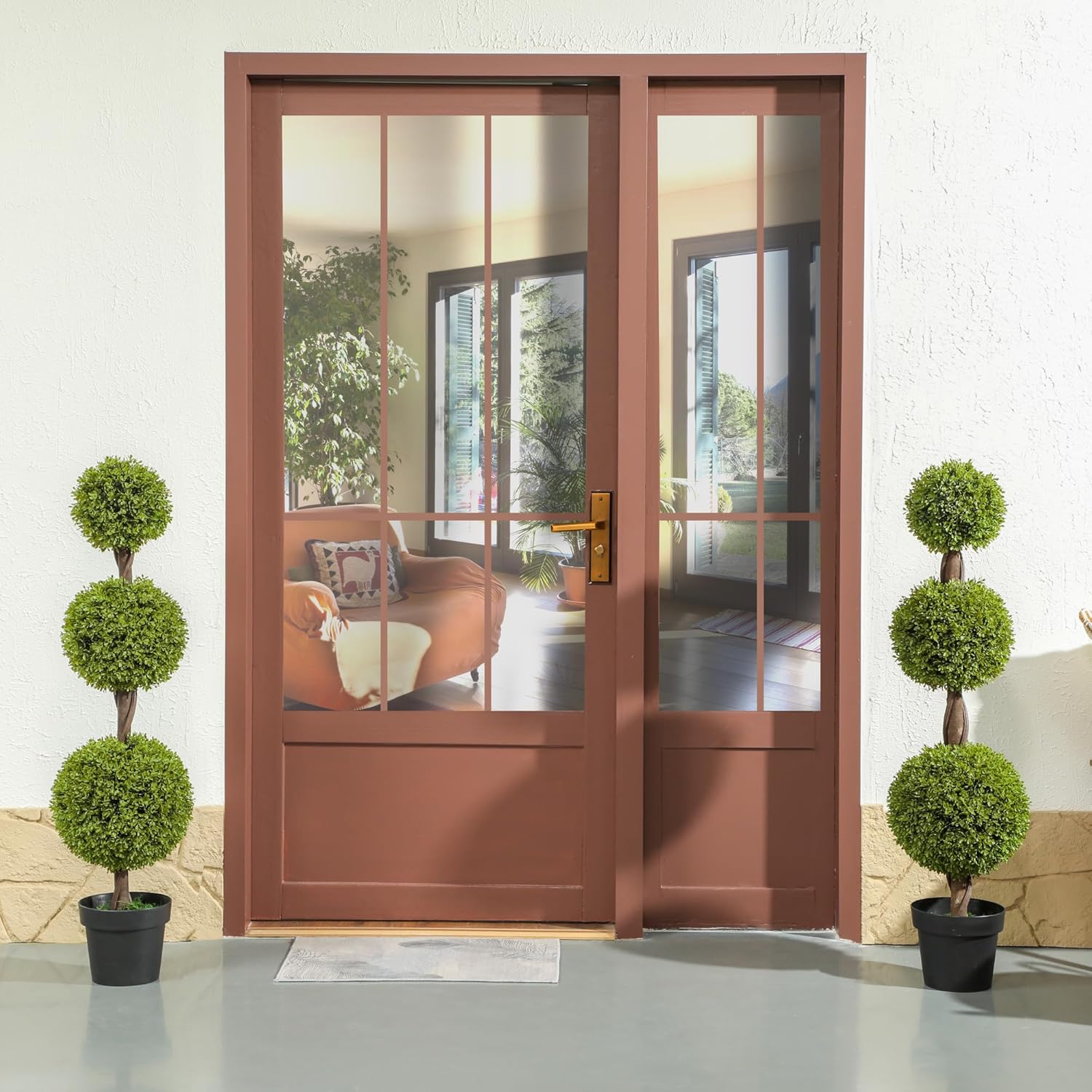 HOMCOM Artificial Topiary Plants Set of 2 Green Indoor Outdoor
