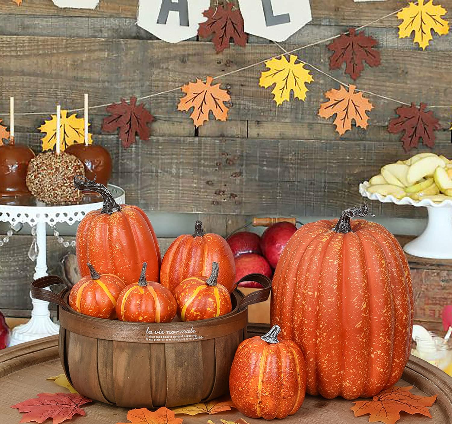 Lvydec Artificial Pumpkins Set 7pcs Harvest Decoration