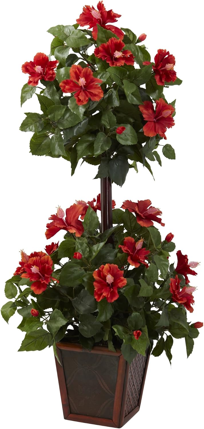 Nearly Natural 39in Hibiscus Topiary