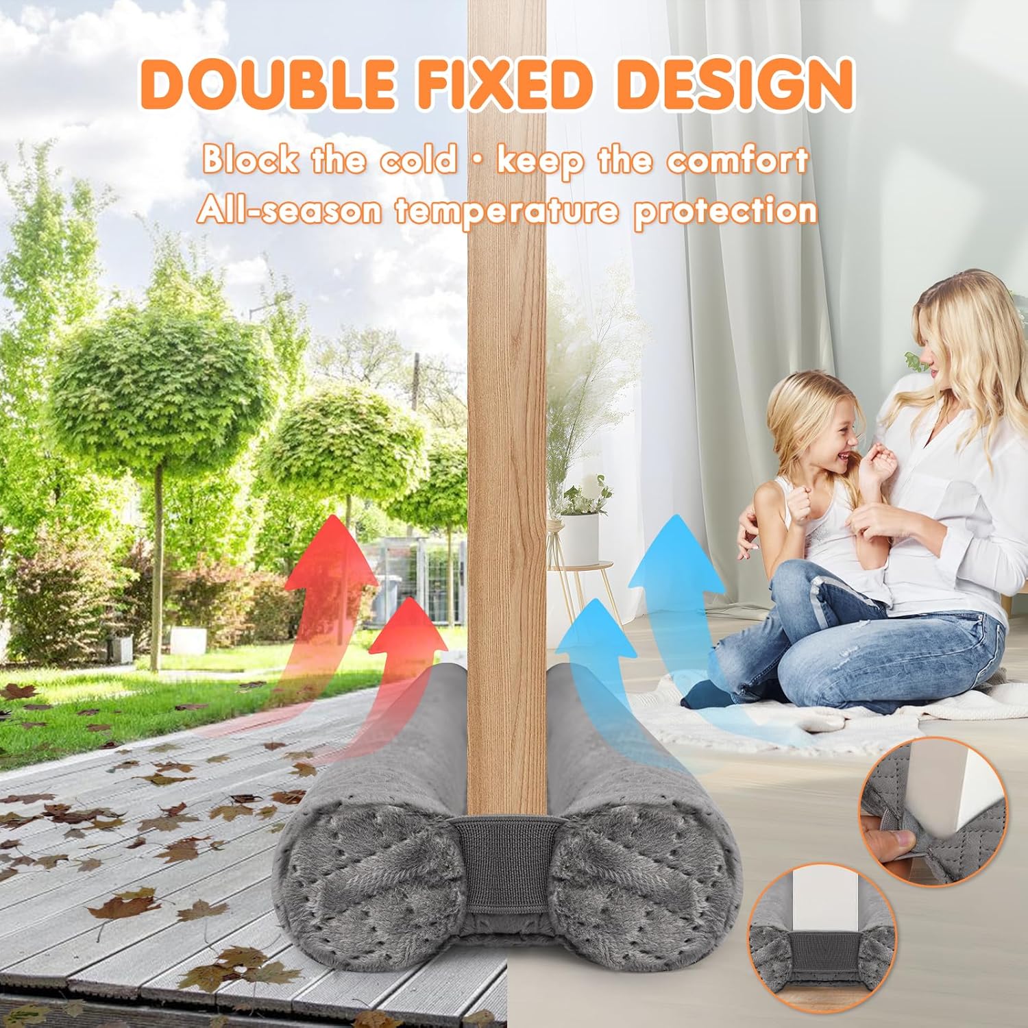 Premium Velvet Under Door Draft Stopper 30-36 Inch Adjustable
