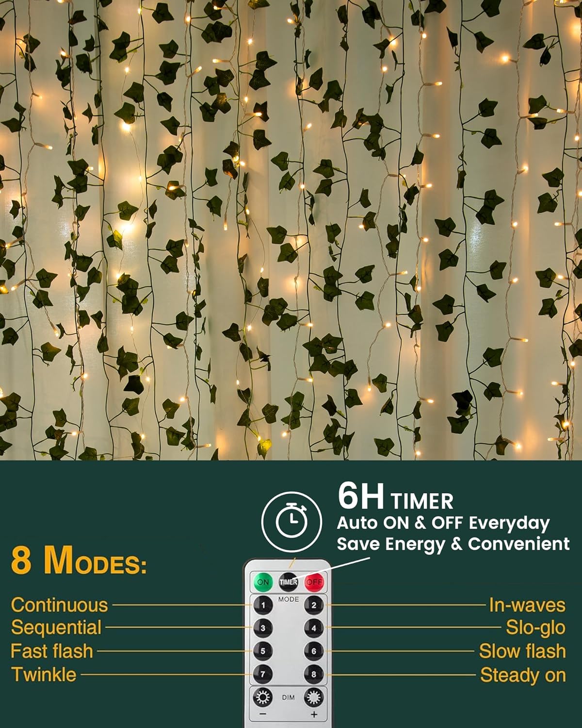 JACKYLED 84 Ft Artificial Ivy Garland with LED Lights