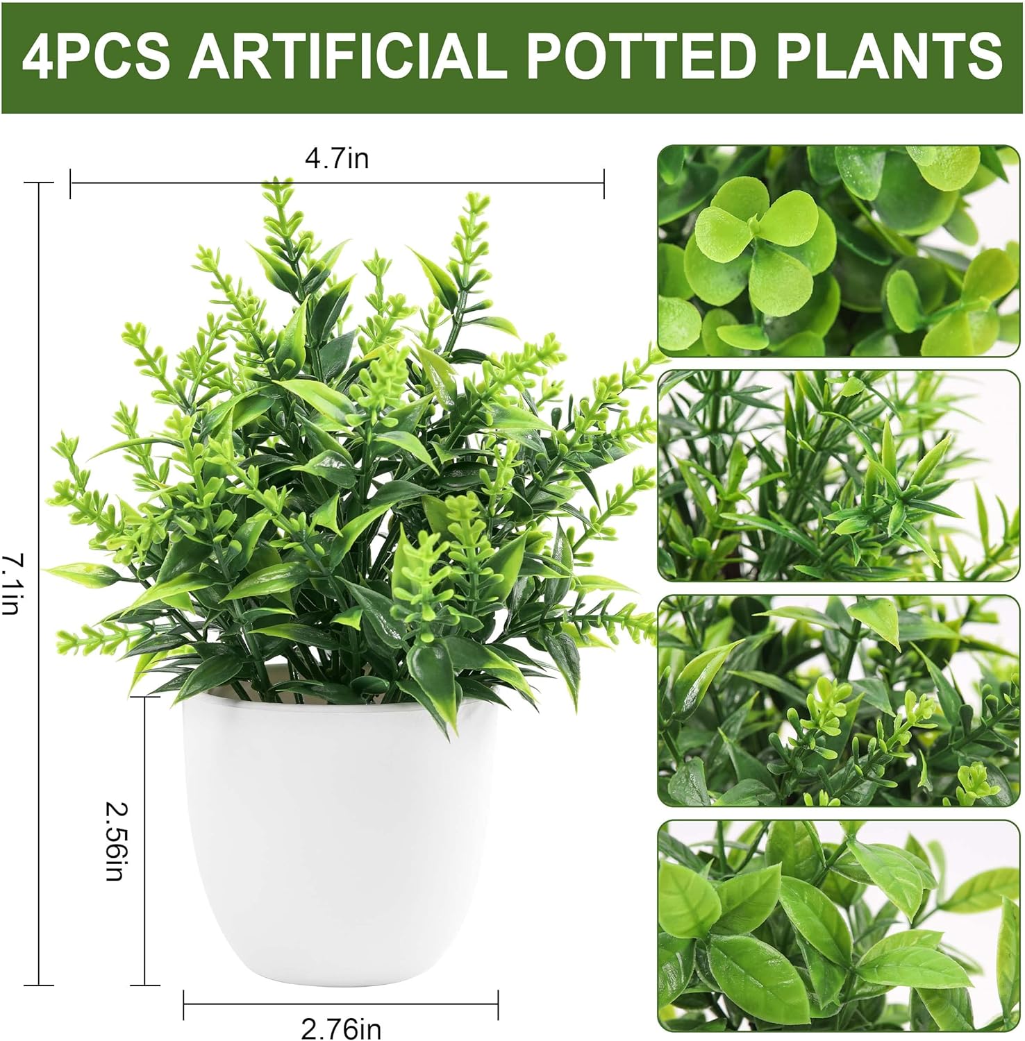 Der Rose 4 Pack Small Fake Plants Indoor Decor