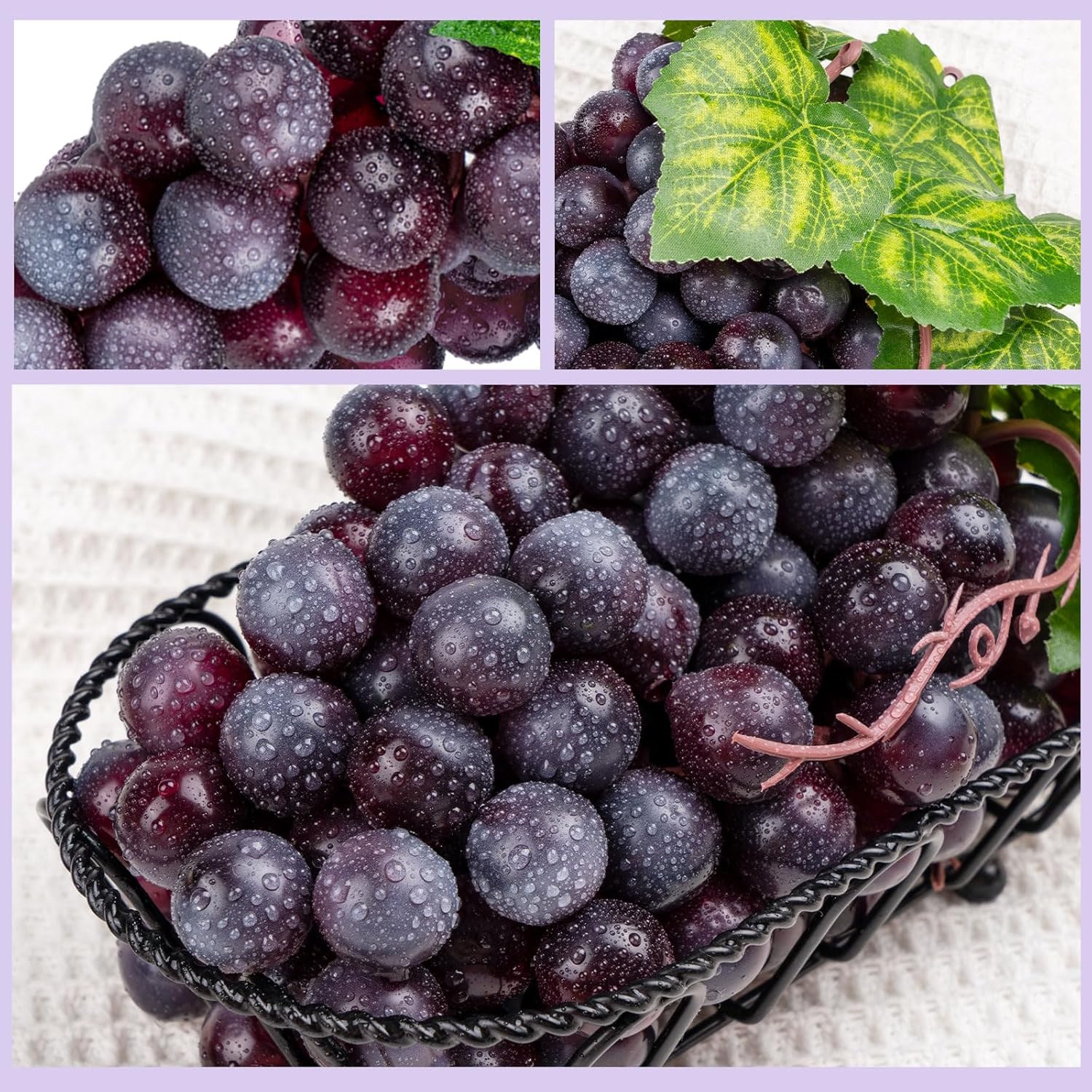 CLESDF 4 Bunches Purple Artificial Grapes Decor