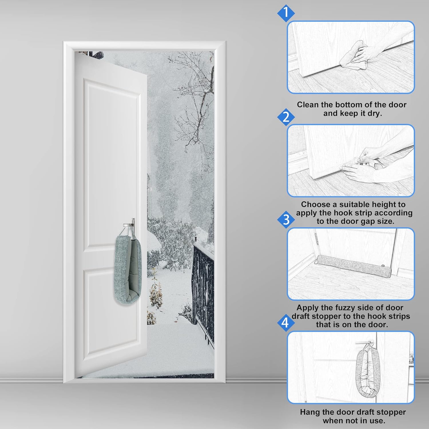 Nabowan Weighted Door Draft Stopper 30 Gray