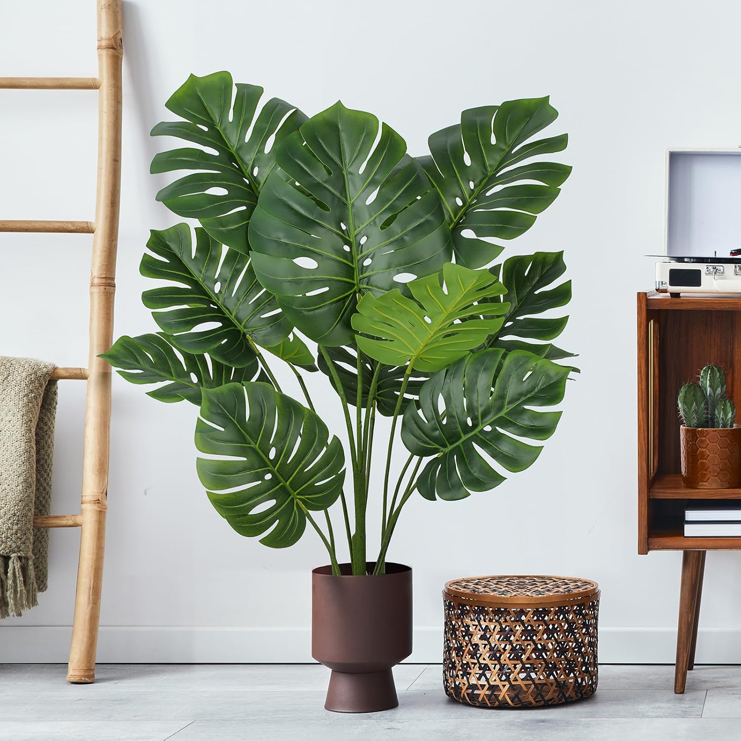 Floworld Artificial Monstera Plant 4FT Tall 2 Pack Fake Trees