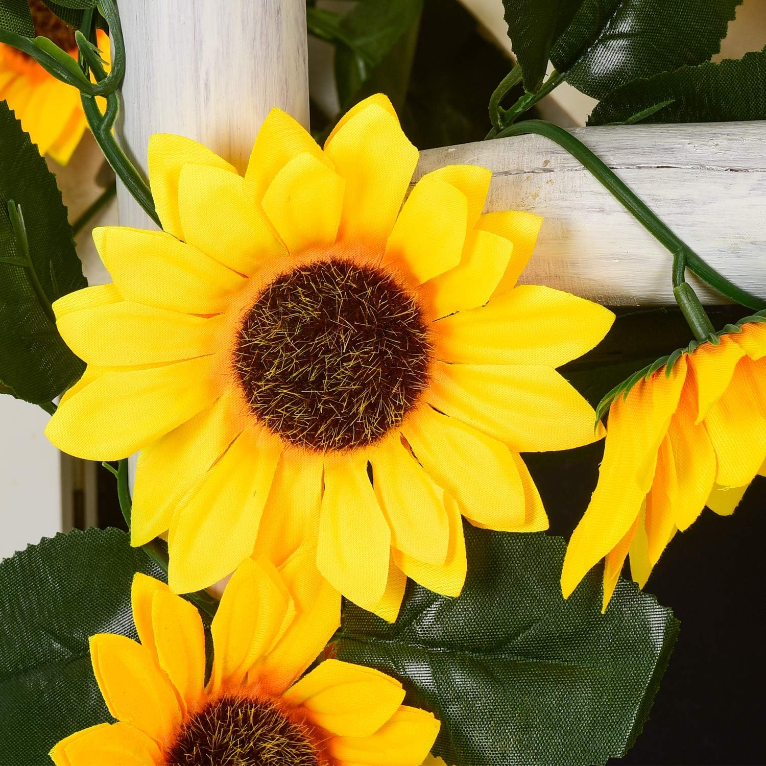 DearHouse 3 Pack Artificial Sunflower Garland with Green Leaves
