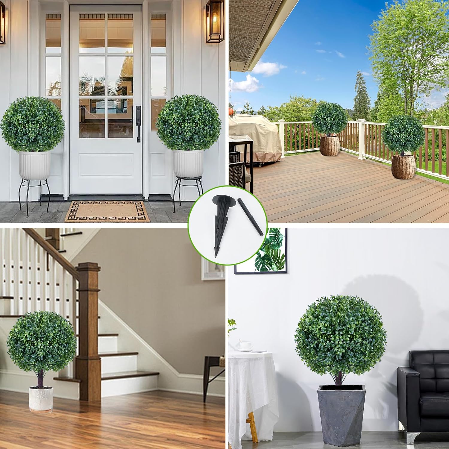 Artificial Boxwood Sphere Bushes Set of 2 UV Resistant Lifelike Topiaries