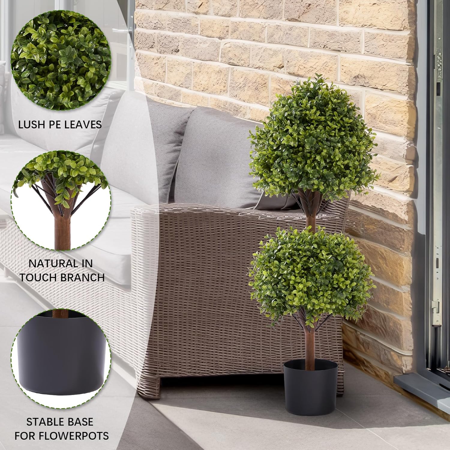 THE BLOOM TIMES Artificial Boxwood Topiary Set of 2