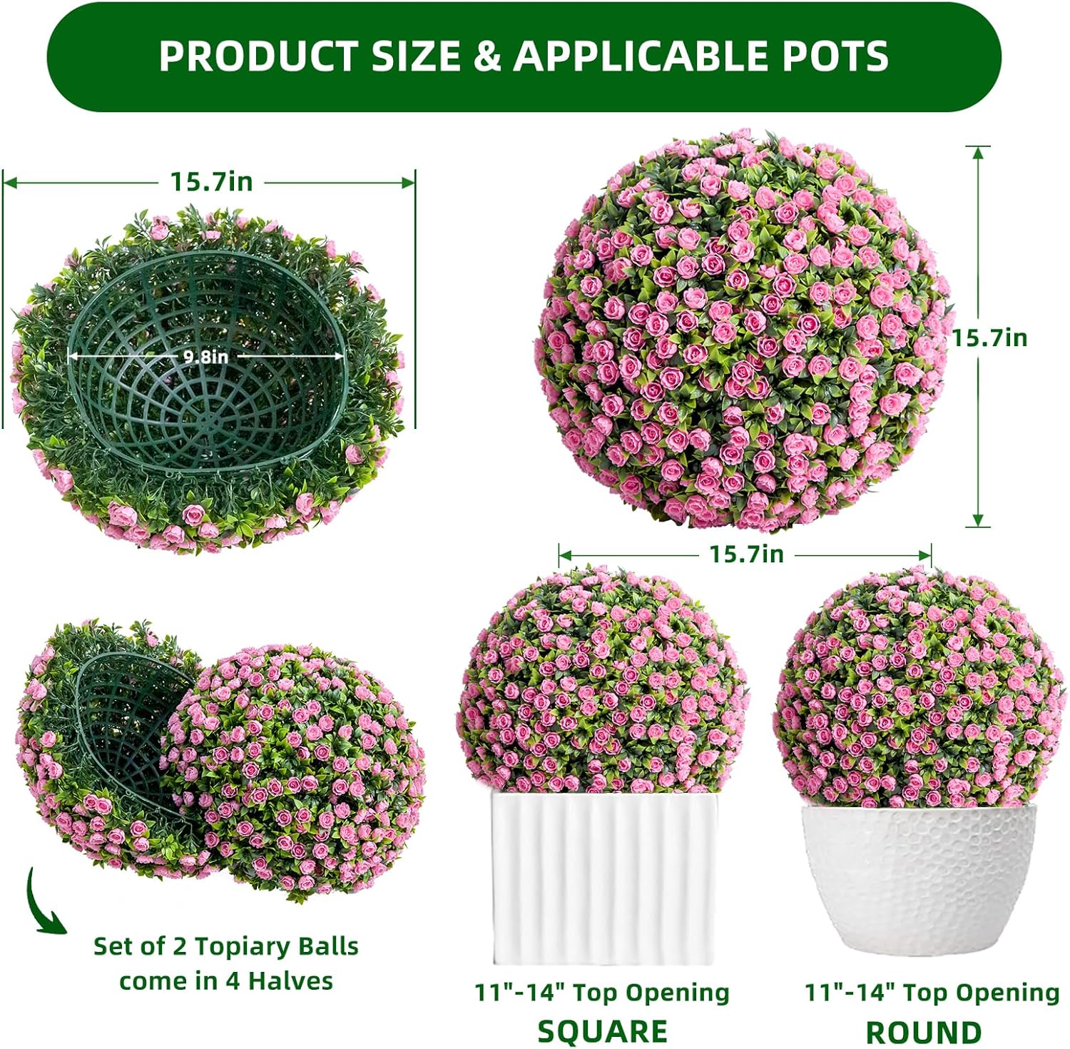 Garvee 157 Inch Artificial Topiary Balls Set of 2