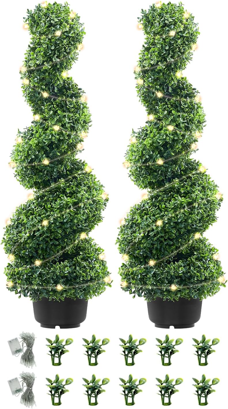 FutureNest Artificial Boxwood Topiary Trees 3ft 2 Piece Set