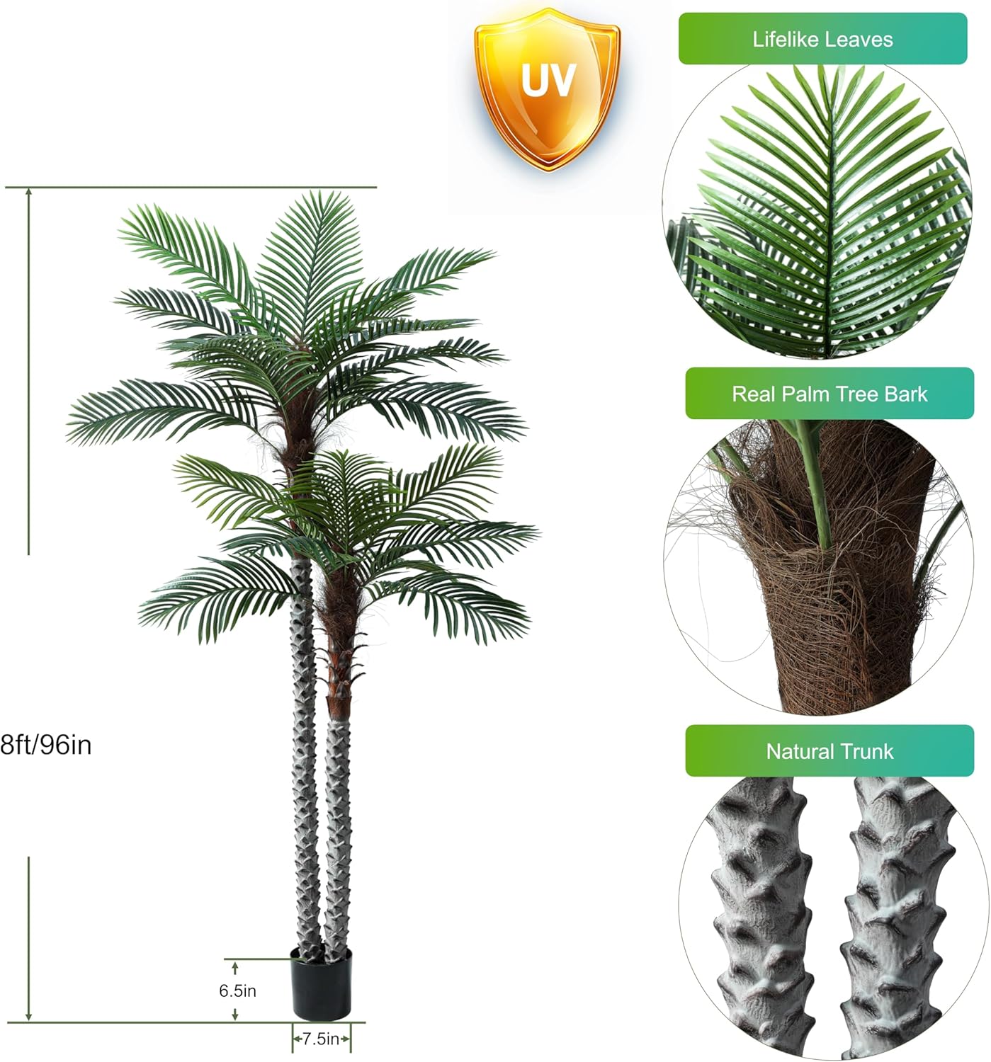 Nafresh 8ft UV Resistant Artificial Palm Tree