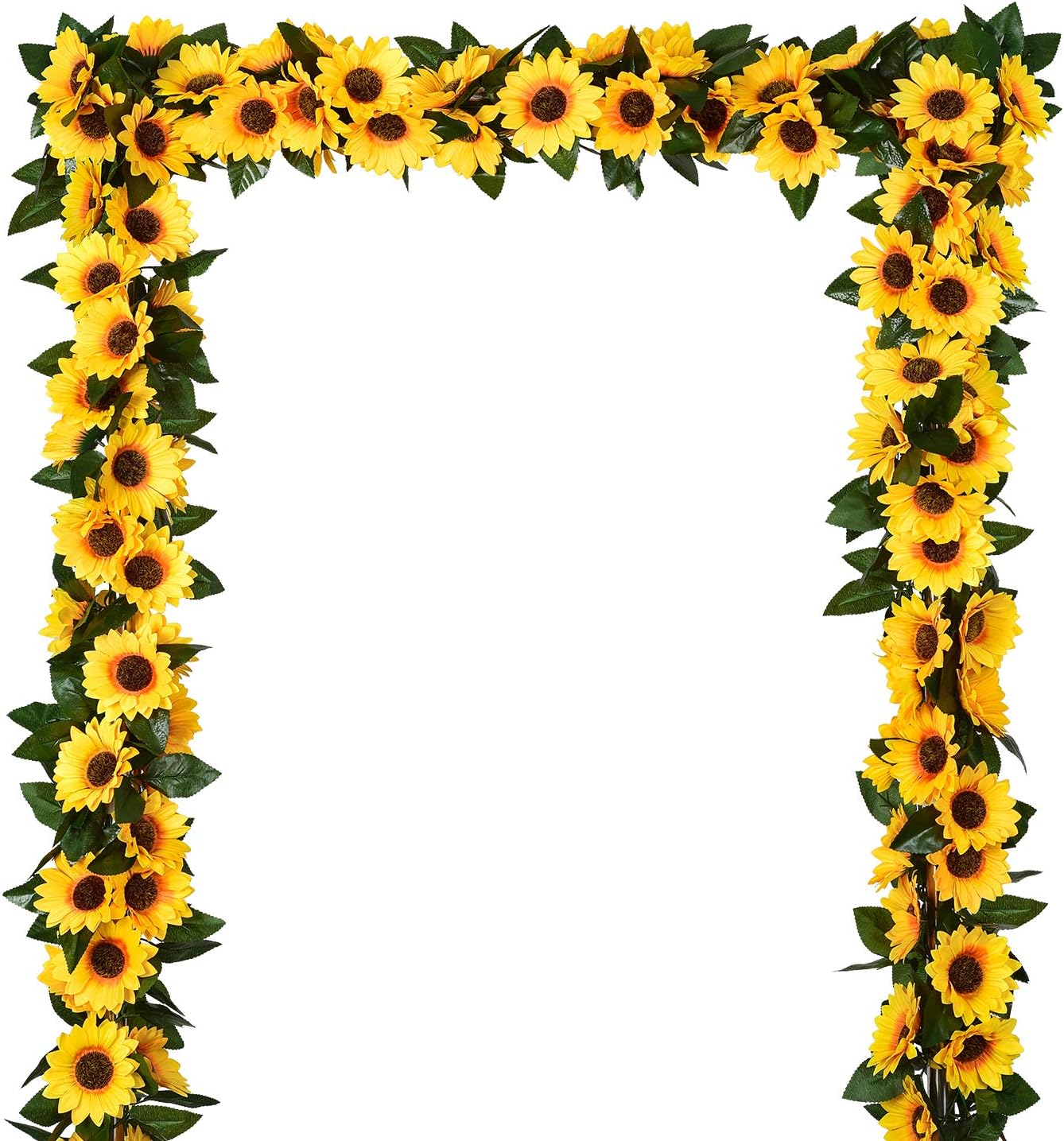 DearHouse 3 Pack Artificial Sunflower Garland with Green Leaves