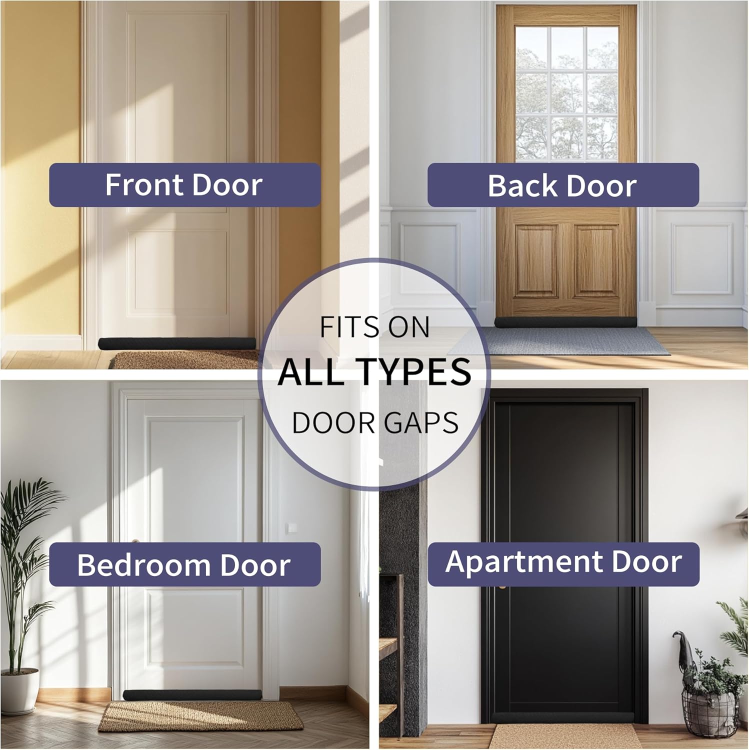 Premium Velvet Door Draft Stopper 30 to 36 Adjustable