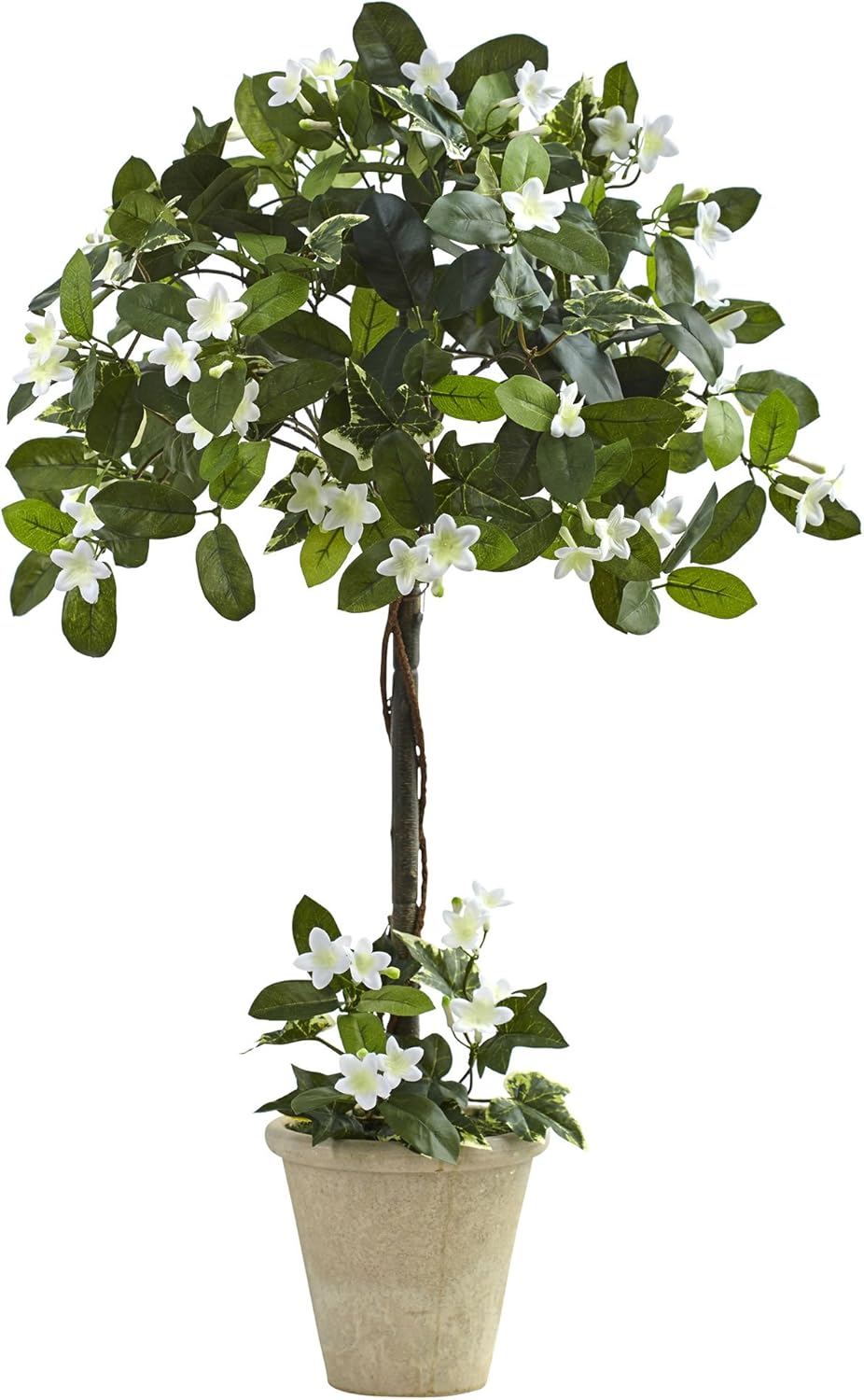 Nearly Natural 3ft Stephanotis Topiary with Planter