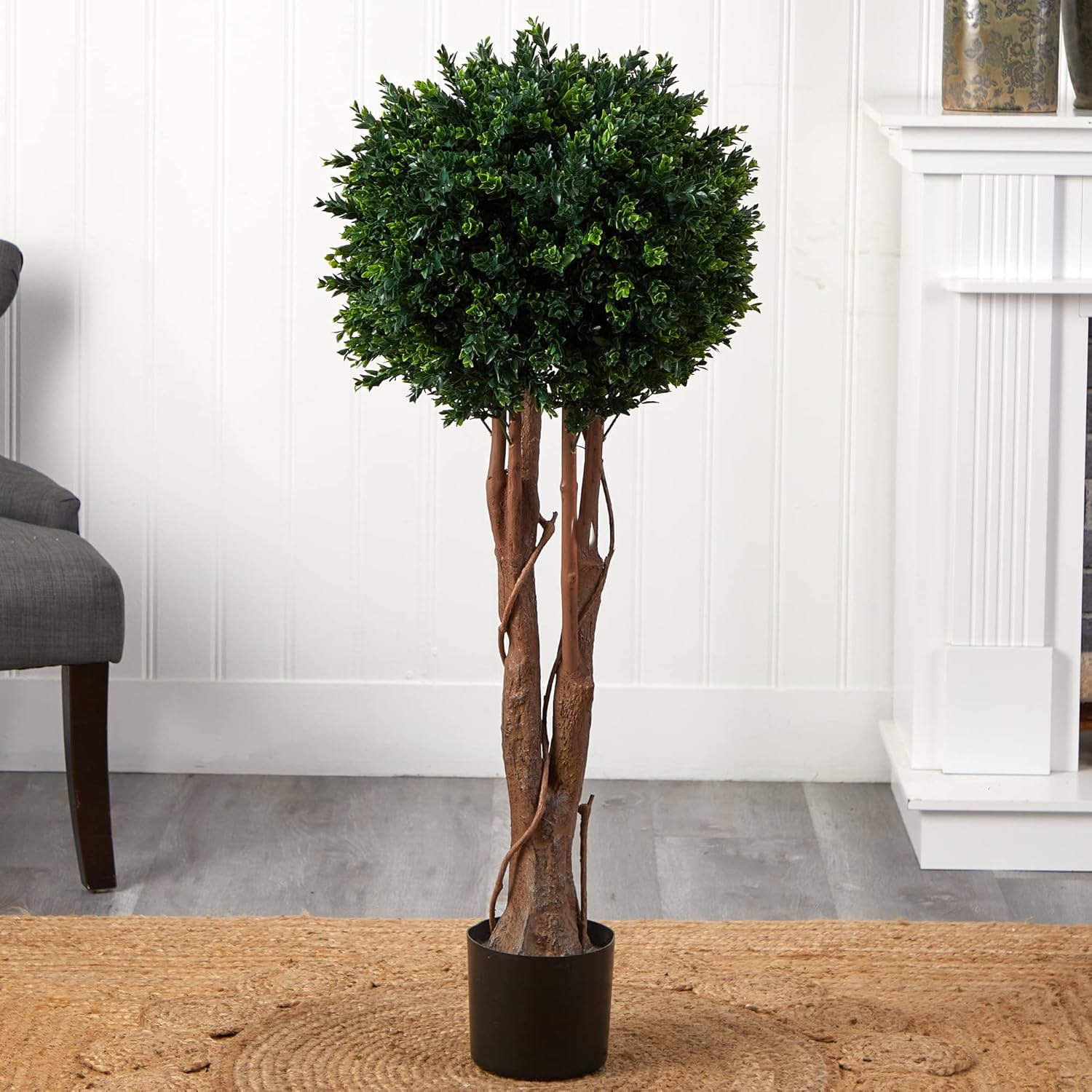 Nearly Natural 46 Inch Artificial Topiary Tree with Black Planter