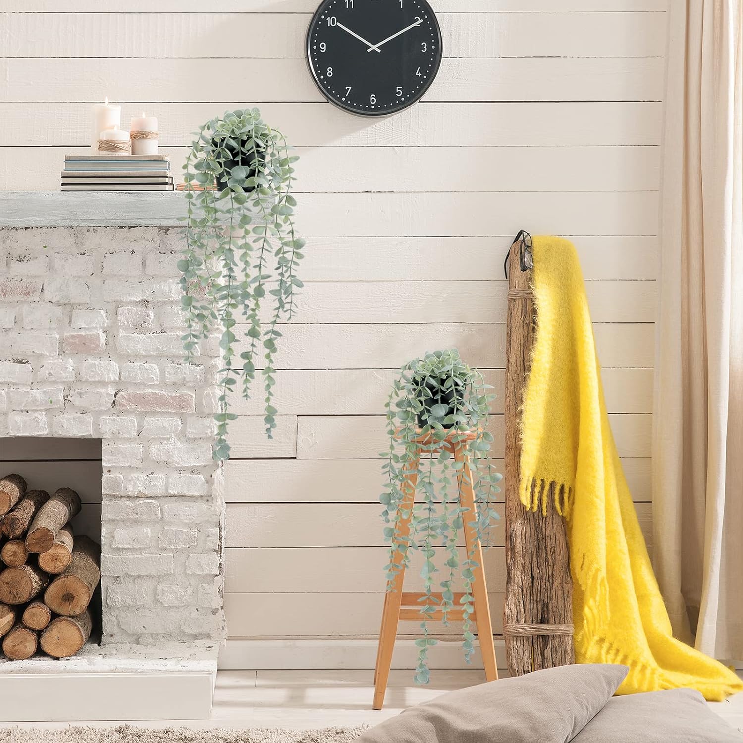 COCOBOO 2pcs Artificial Hanging Eucalyptus Plants for Home Decor