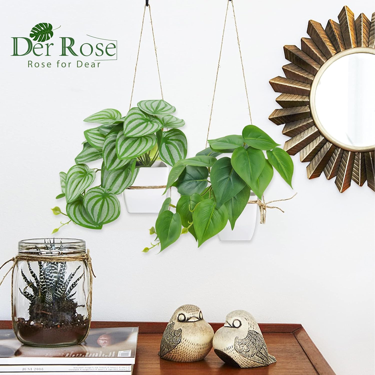 Der Rose 2Pcs Artificial Plants for Indoor Decor