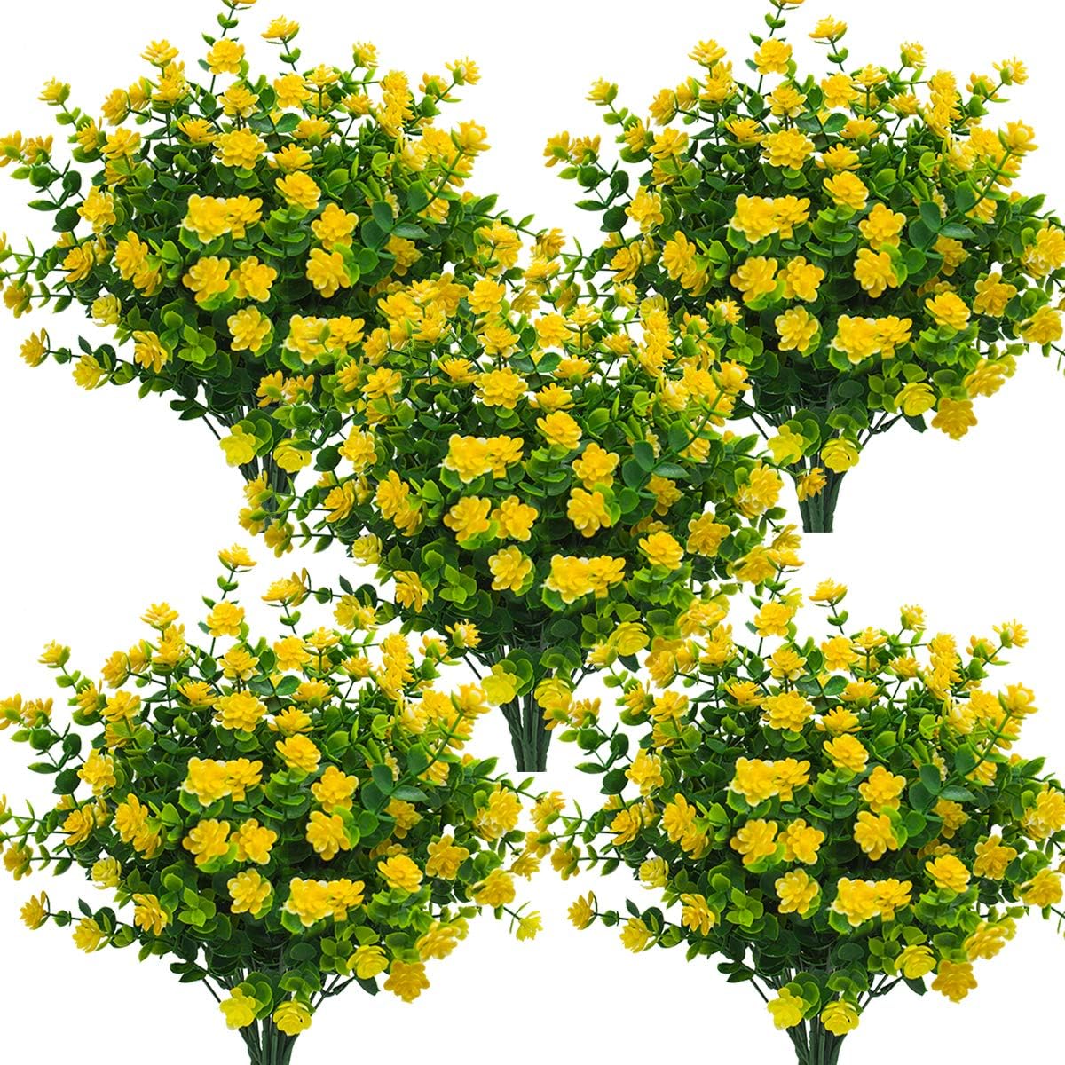 10 Bundles Yellow-Eucalyptus Artificial Flowers
