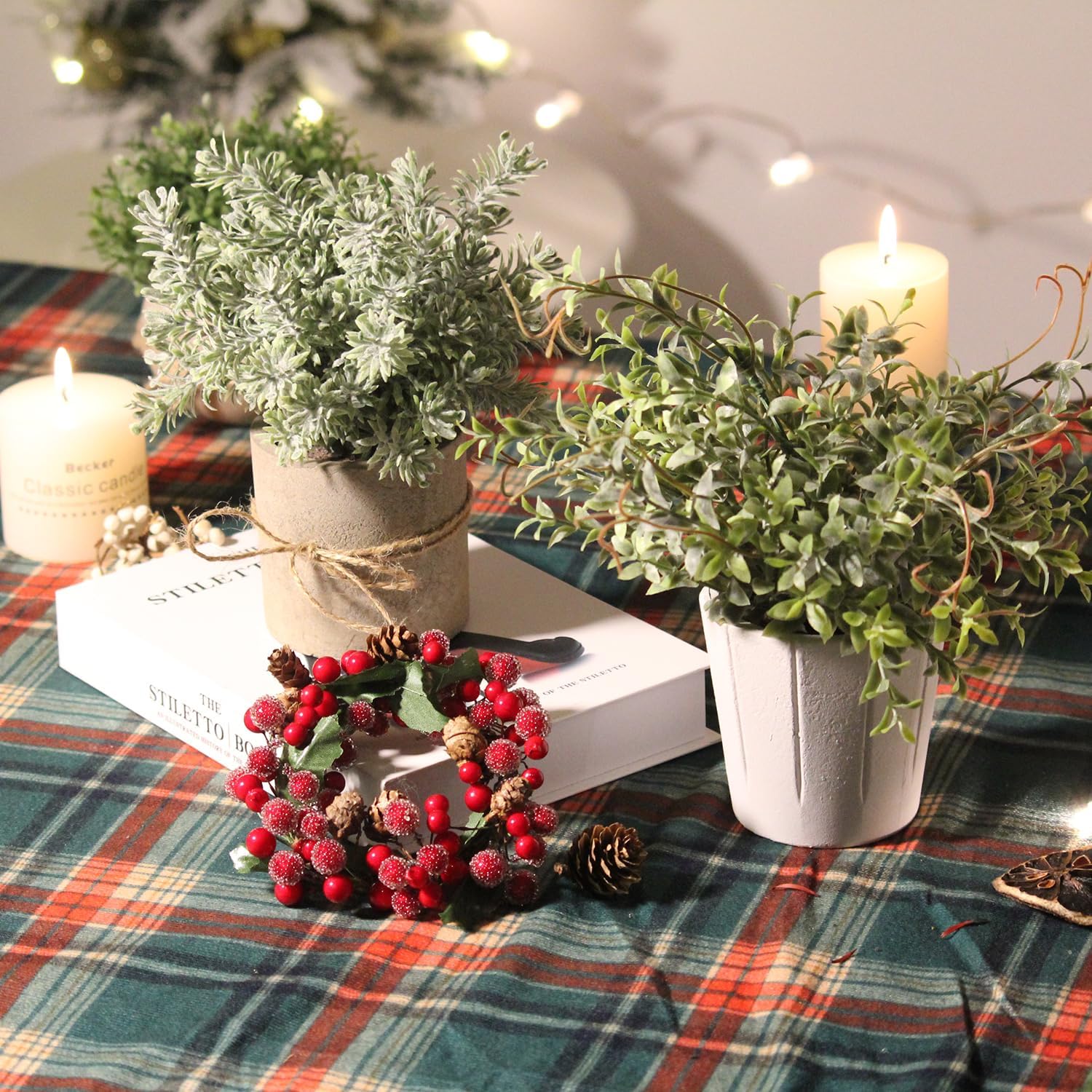 4 Pack Small Artificial Plants for Indoor Decor