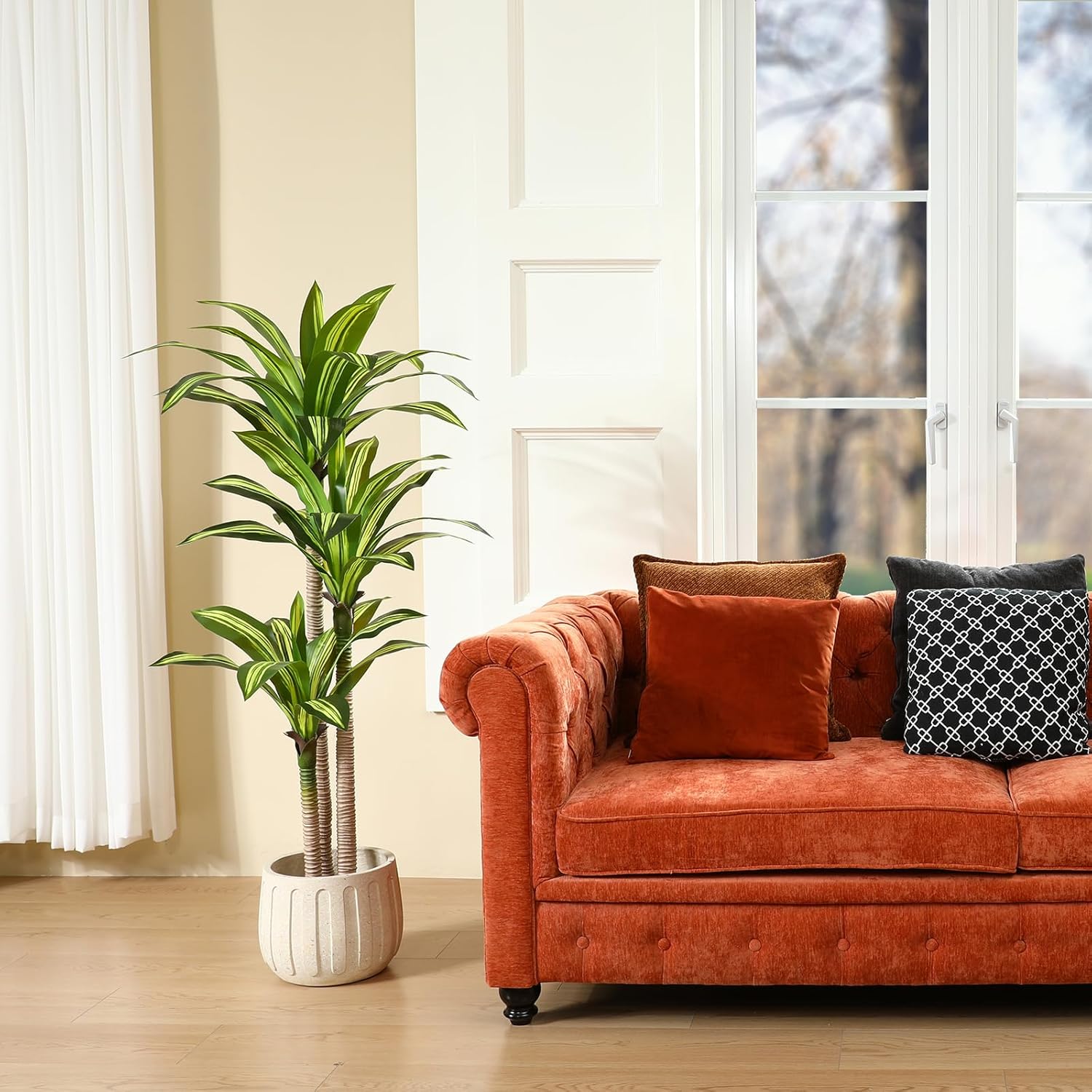 Ferrgoal 5 Ft Dracaena Tree Artificial Plants with Woven Seagrass Basket