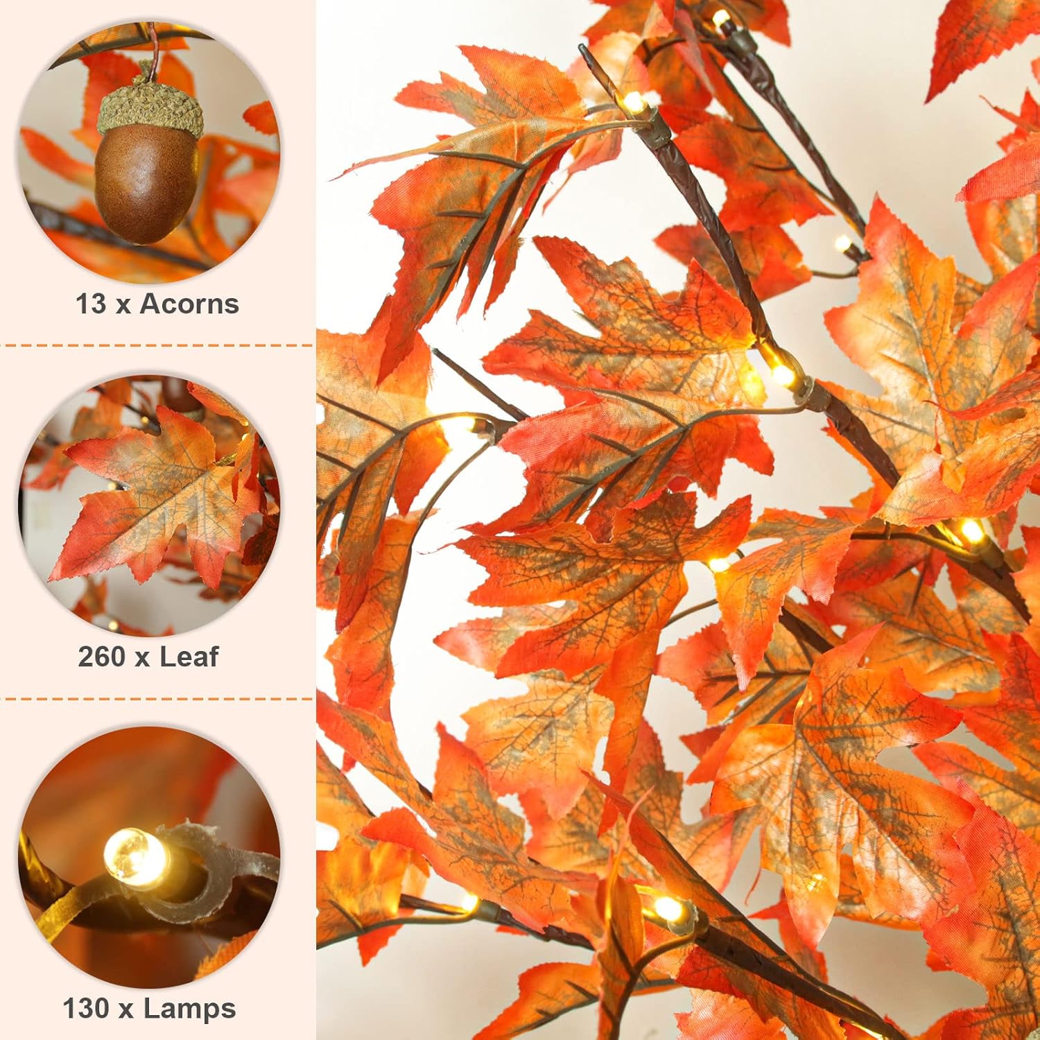 6FT Lighted Maple Tree with 130 LED Lights