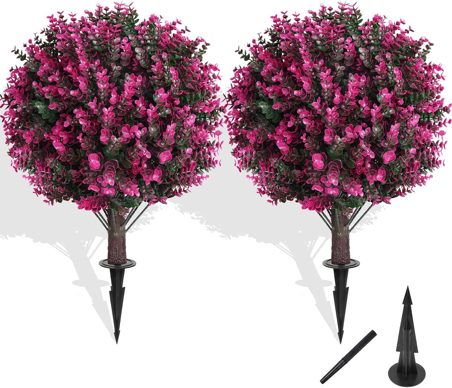Grooy Artificial Topiary Tree Set of 2 with Pink Eucalyptus