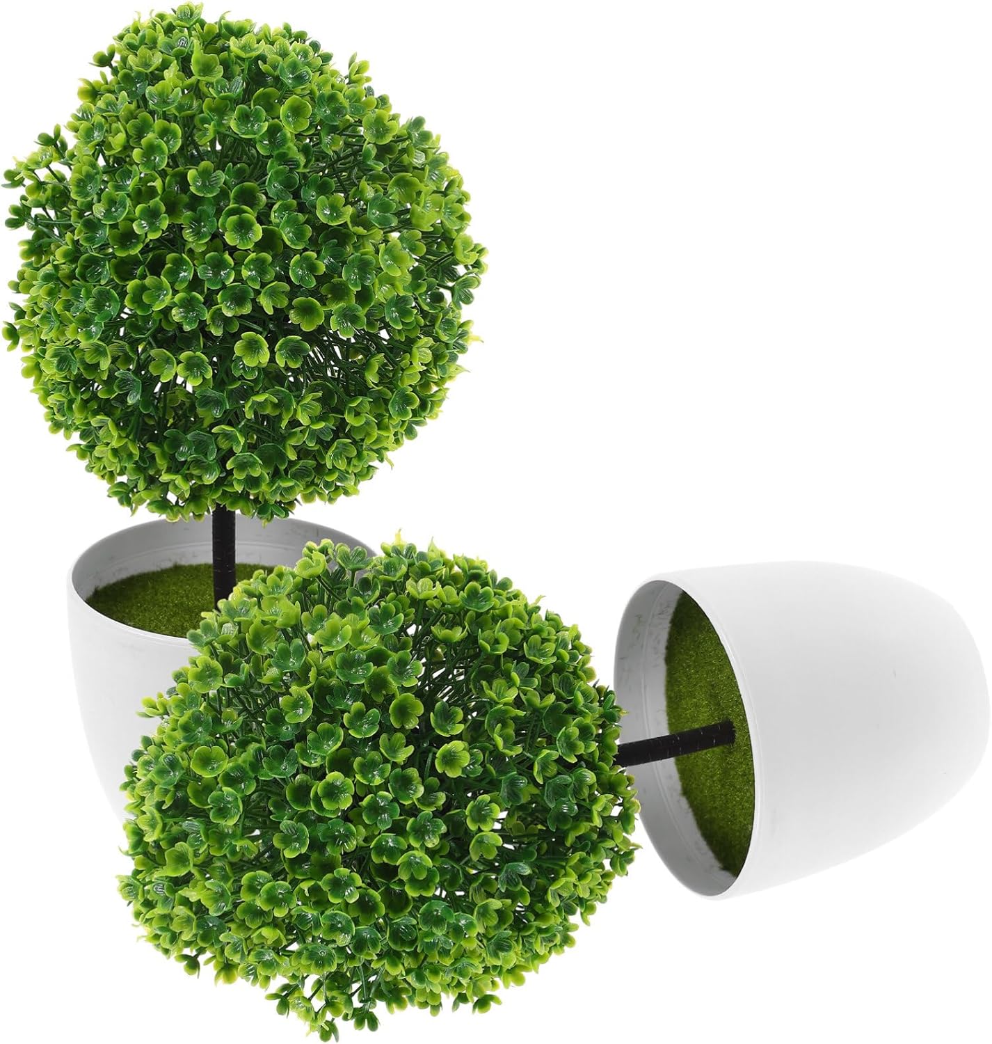 2 Pcs Artificial Topiary Ball Fake Potted Plant Decor