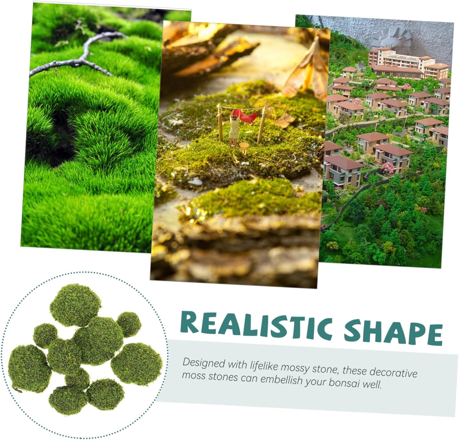 Luxshiny 12Pcs Artificial Moss Stones Decor