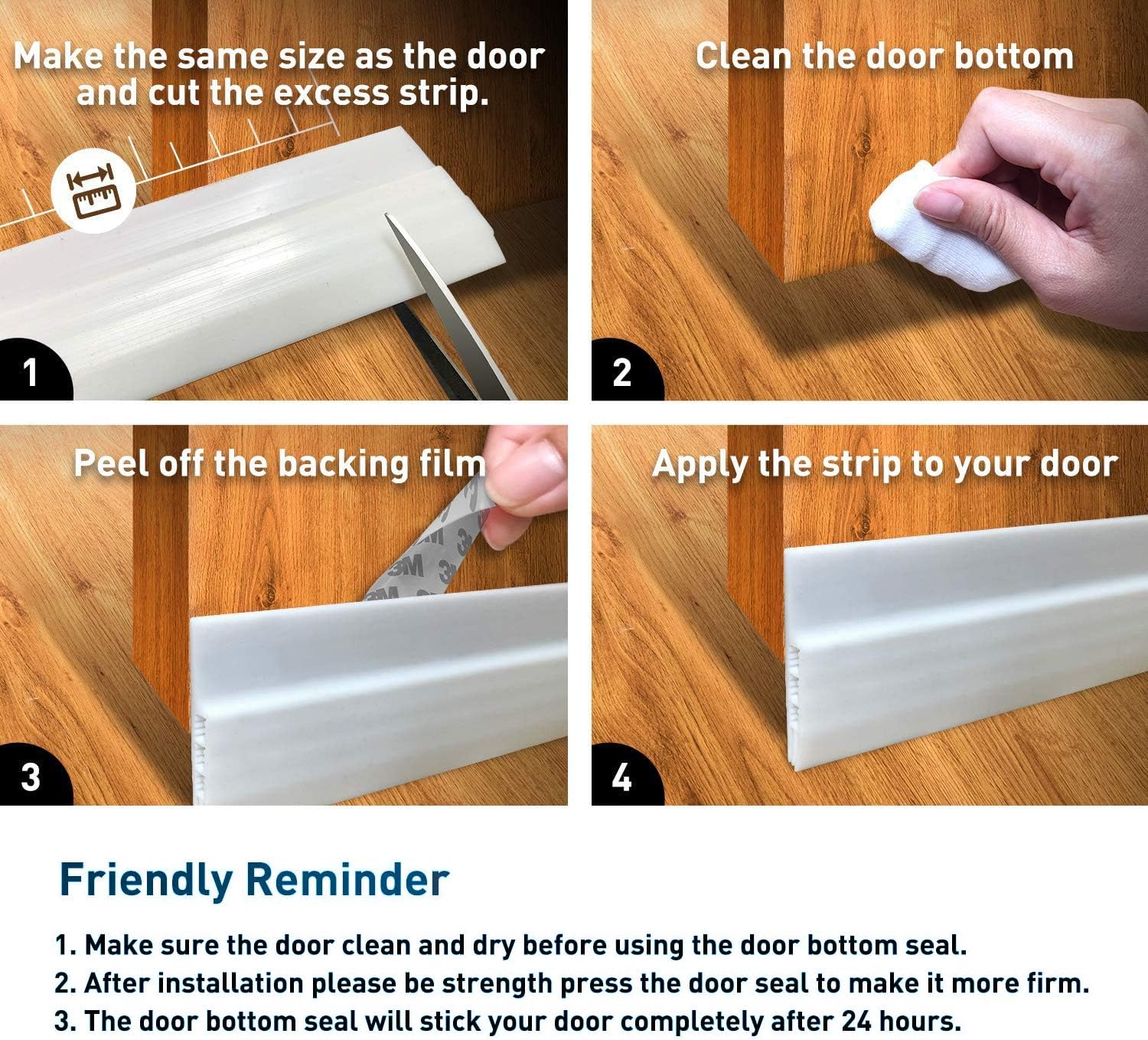 SYIPO Under Door Draft Stopper 39 inch White 2 Pack