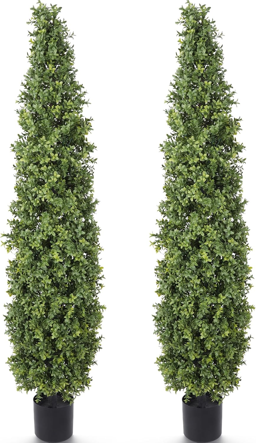Artificial Boxwood Topiary Tree 5FT Fake Topiary Potted Plant 2Pack