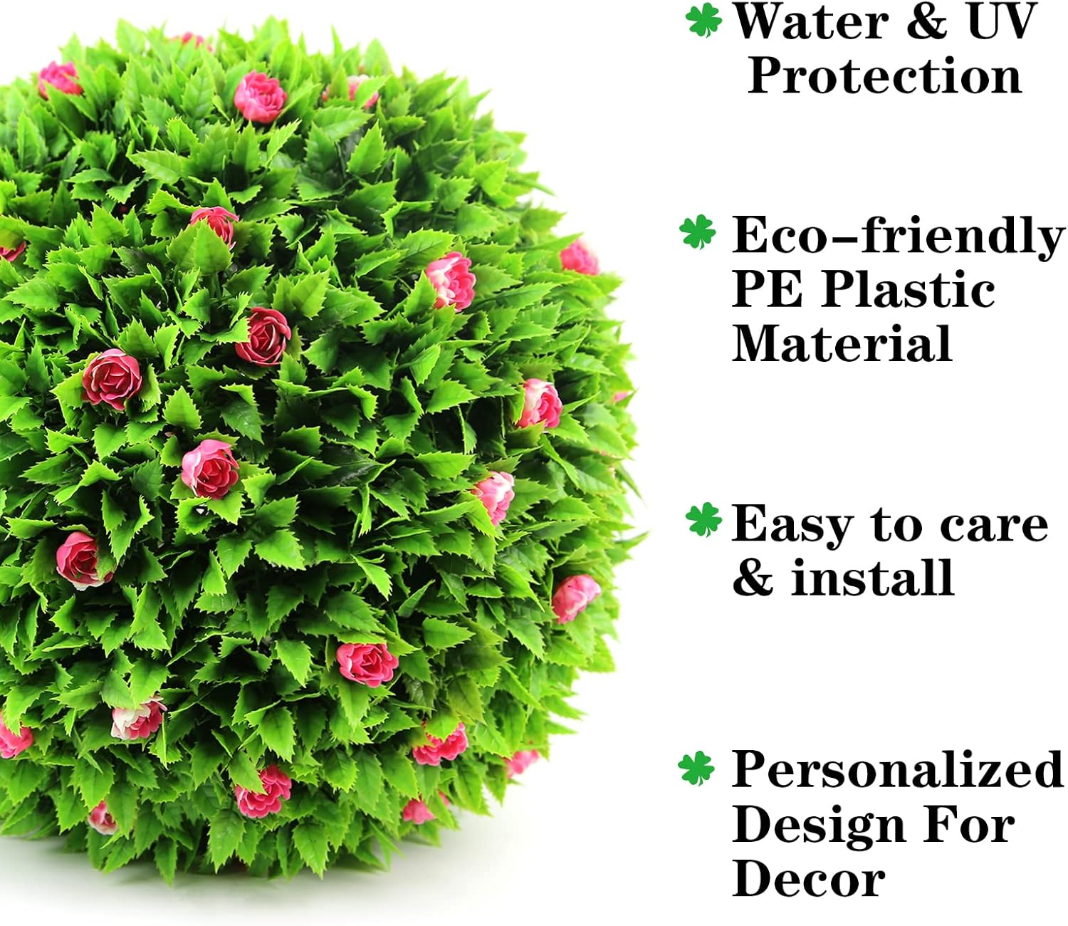 Sunnyglade Artificial Topiary Ball Set Pink 15 inch 2 PCS