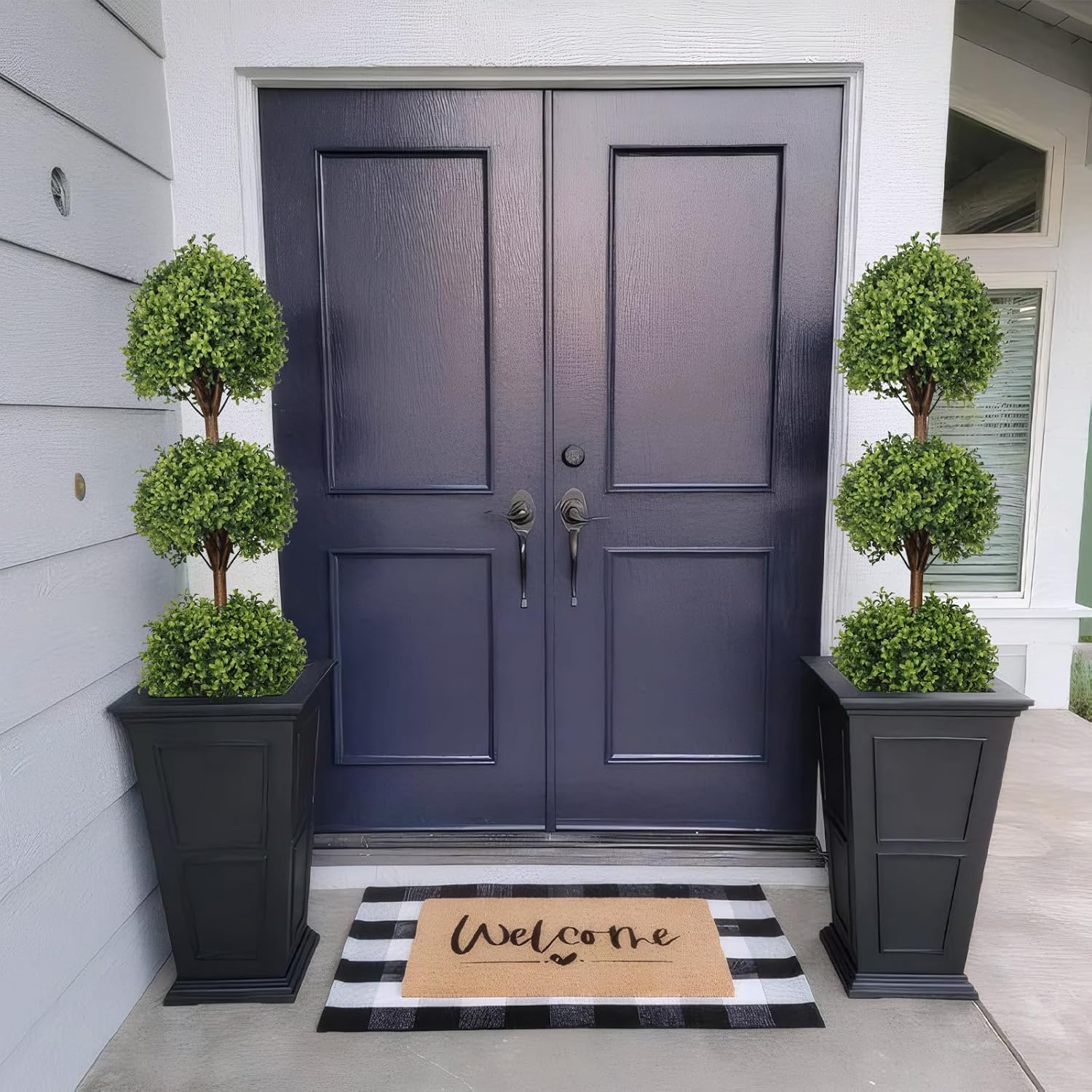 THE BLOOM TIMES 55 Inch Artificial Boxwood Topiary Set of 2