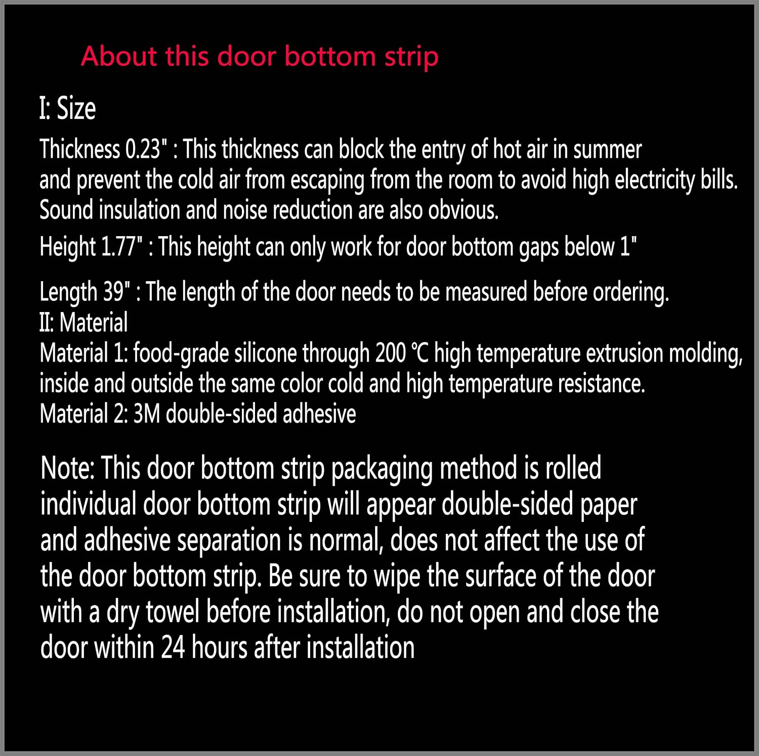 NC Door Draft Stopper 39 Length White Heat Insulation