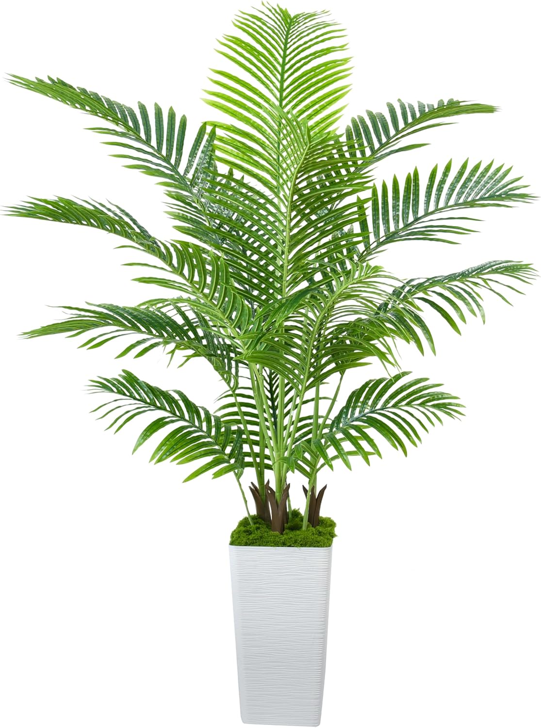 White Tall Planter Artificial Palm Tree with Artificial Silk Leaves