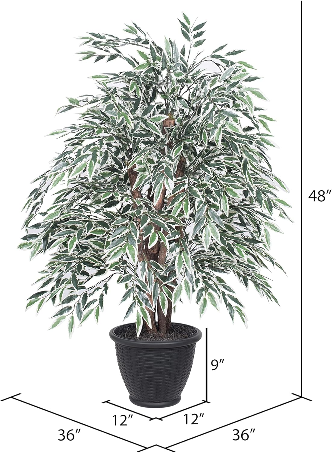 Vickerman 4 Foot Artificial Variegated Smilax Bush with Decorative Container