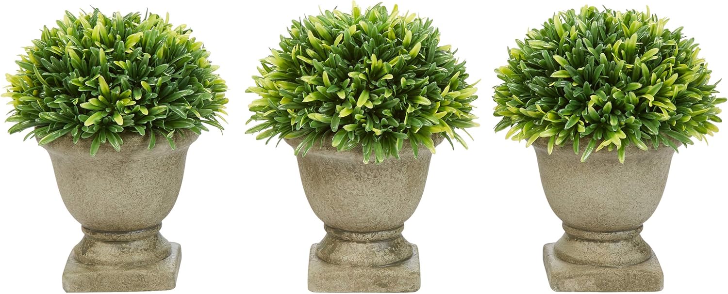 Set of 3 Artificial Podocarpus in Concrete Pot