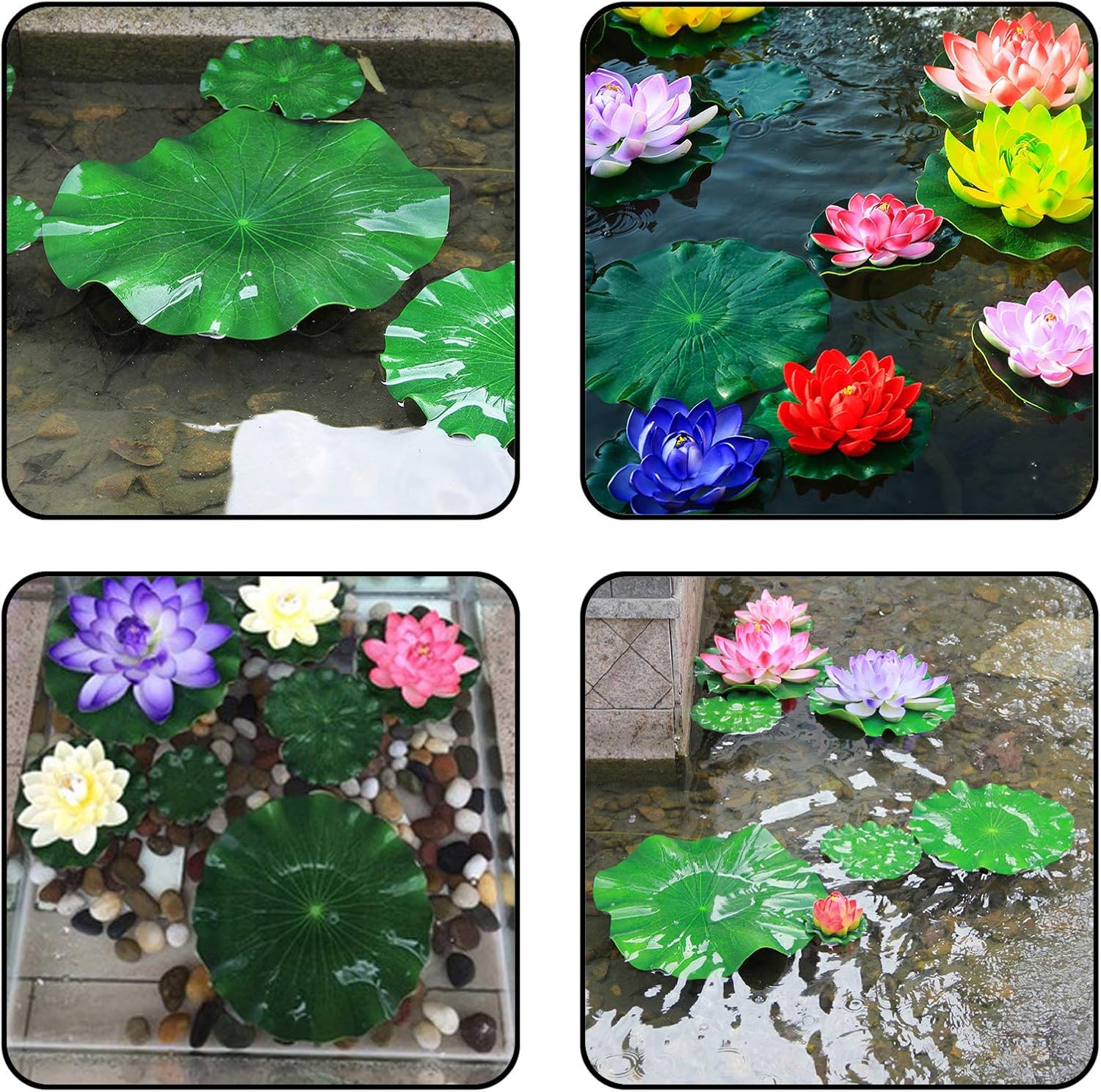10pcs Floating Foam Lotus Flowers with Artificial Frog