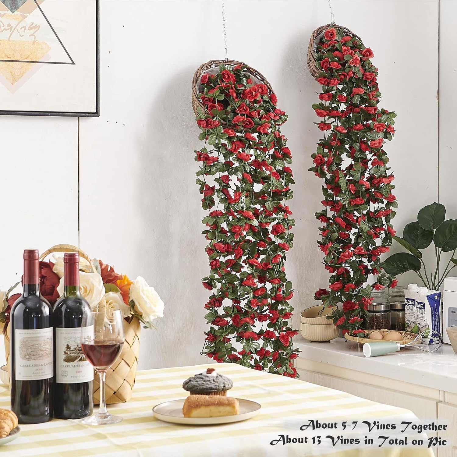 8 Pcs 66FT Artificial Rose Vine Garland for Home and Events