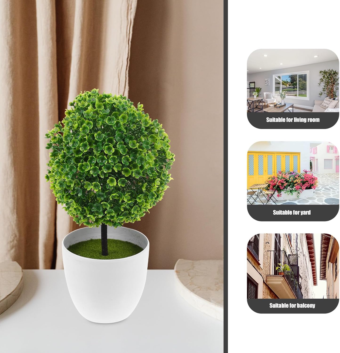 EXCEART 2pcs Artificial Topiary Trees for Home Office