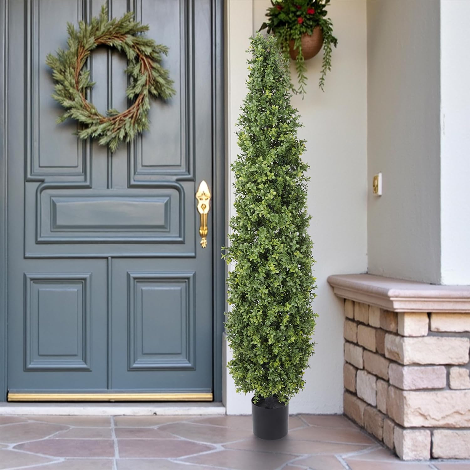 Artificial Boxwood Topiary Tree 5FT Fake Topiary Potted Plant 2Pack